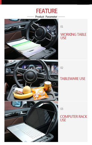 Car Table  Steering Wheel Attachable Universal Grey